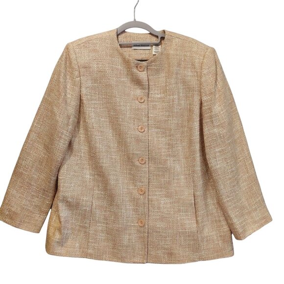 Alfred Dunner Jacket Blazer Formal Womens 12 Sparkles Shoulder Pads Buttons line - Picture 1 of 16